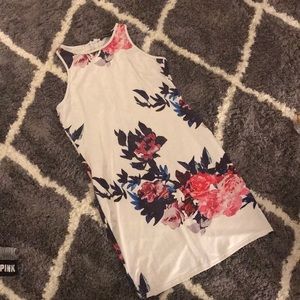 White floral tight fit dress